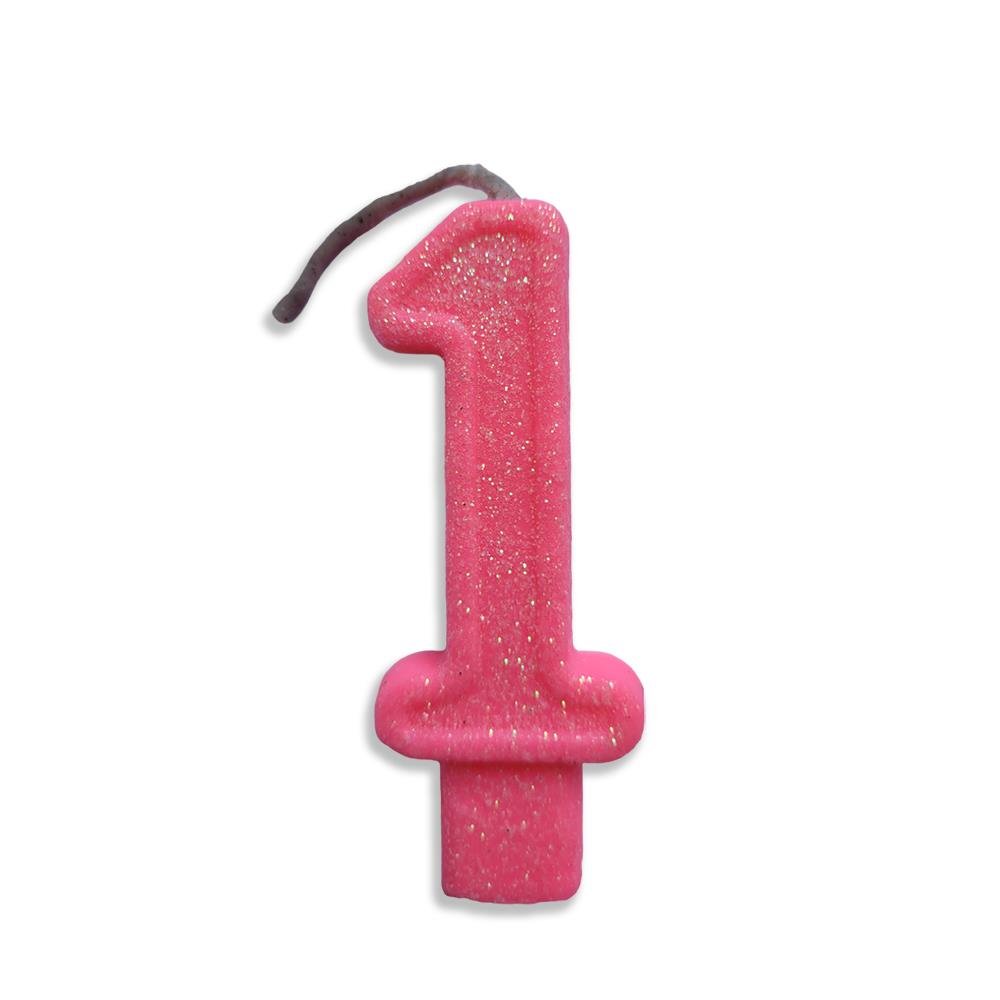 Vela Aniversário Big Número Rosa Nº 1 Junco