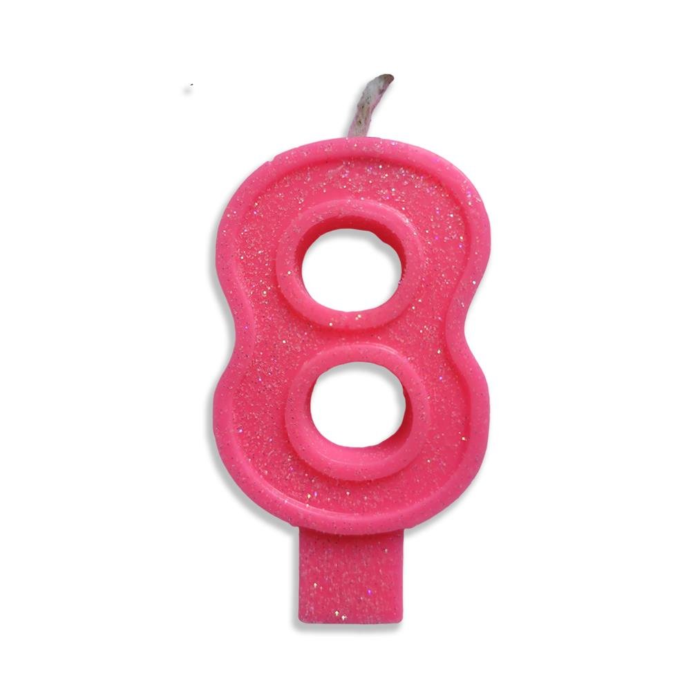 Vela Aniversário Big Número Rosa Nº 8 Junco