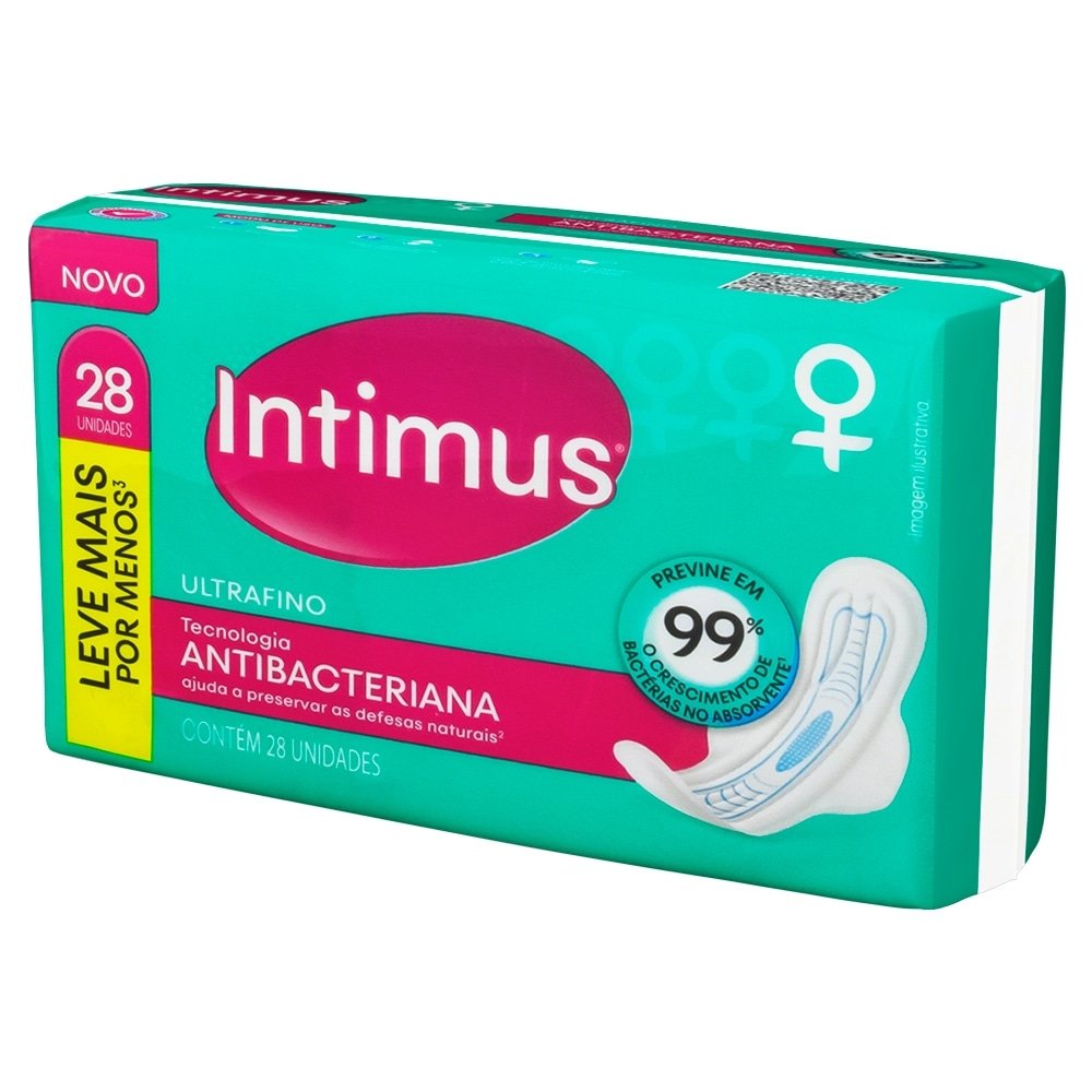 Absorvente Intimus Ultrafino Antibacteriana com Abas Embalagem com 28 Unidades