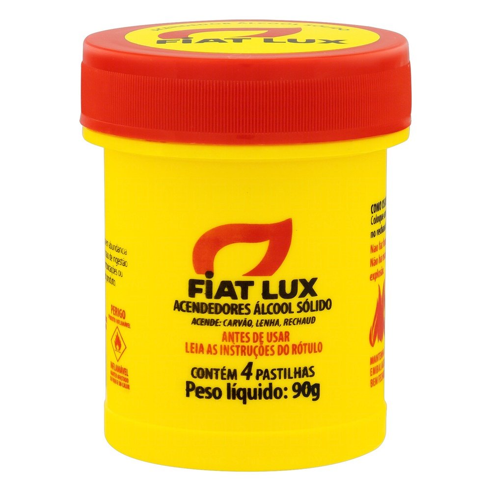 Acendedor Pastilha De Álcool Sólido Fiat Lux 90G Pote Com 4 Unidades