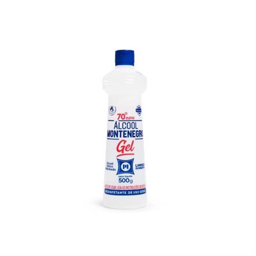 Álcool 70º Gel Montenegro 500 Gramas - Caixa Contém 12 Unidades