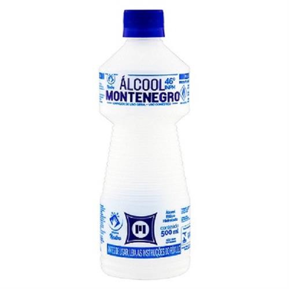 Álcool 46º Líquido Montenegro 500ML (Caixa contém 12 unidades)