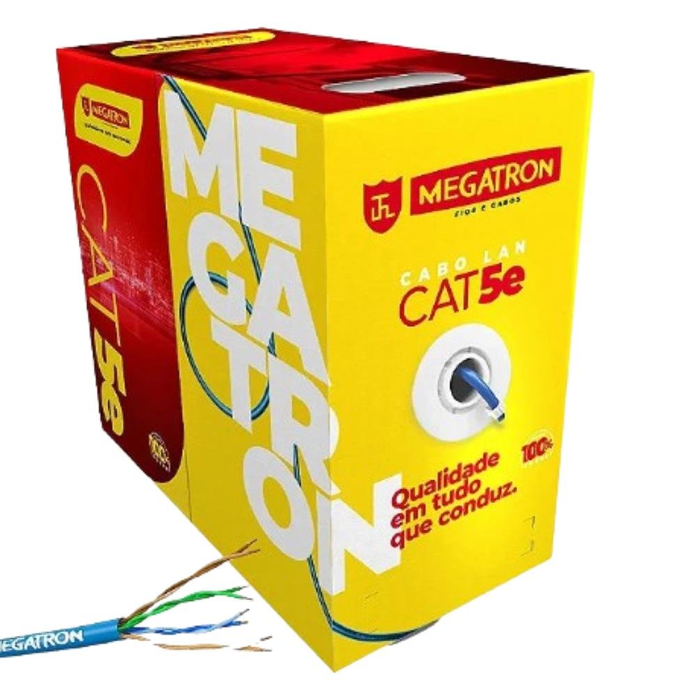 Cabo Lan De Rede Cat 5E 4 Pares Azul 305M Megatron