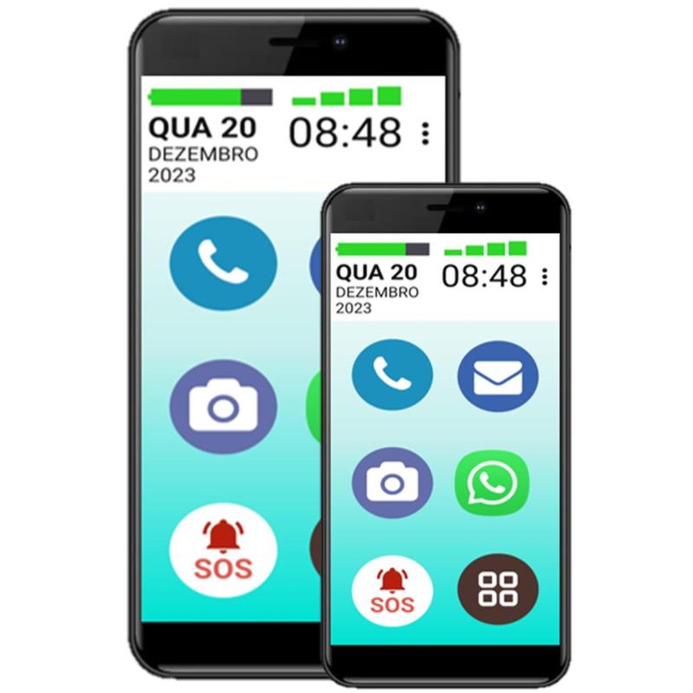 Vovô&vovófone 64gb Tela 5.5 3G Câmera 8MP Dual Botão SOS Faz E Recebe Chamadas de Video Zap Face Insta