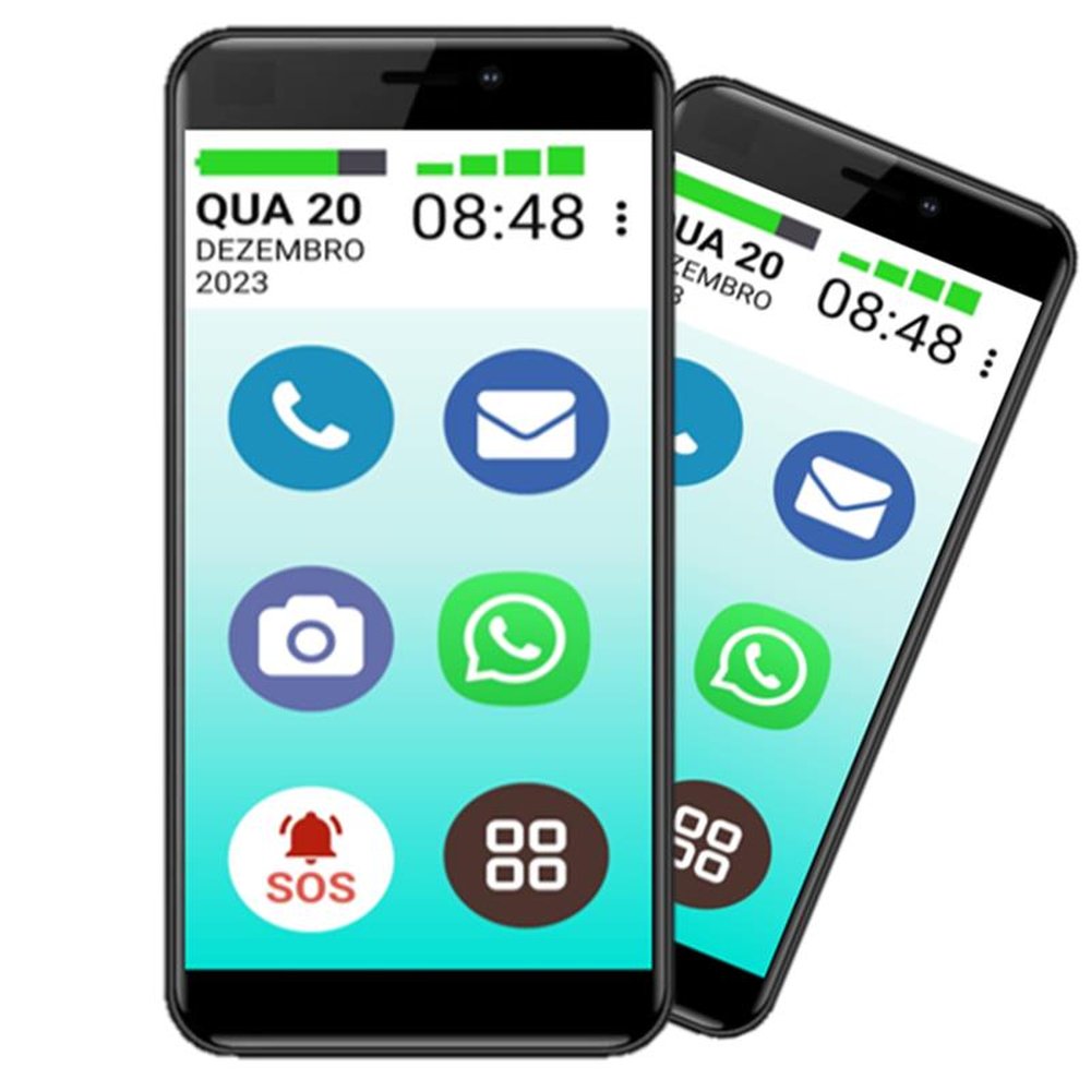 Vovô&vovófone 64gb Tela 5.5 3G Câmera 8MP Dual Botão SOS Faz E Recebe Chamadas de Video Zap Face Insta