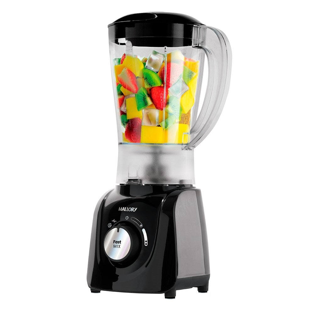 Liquidificador Mallory Fast Mix - Copo Polipropileno, 2 Velocidades + Pulsar, 600W, Preto, 110V