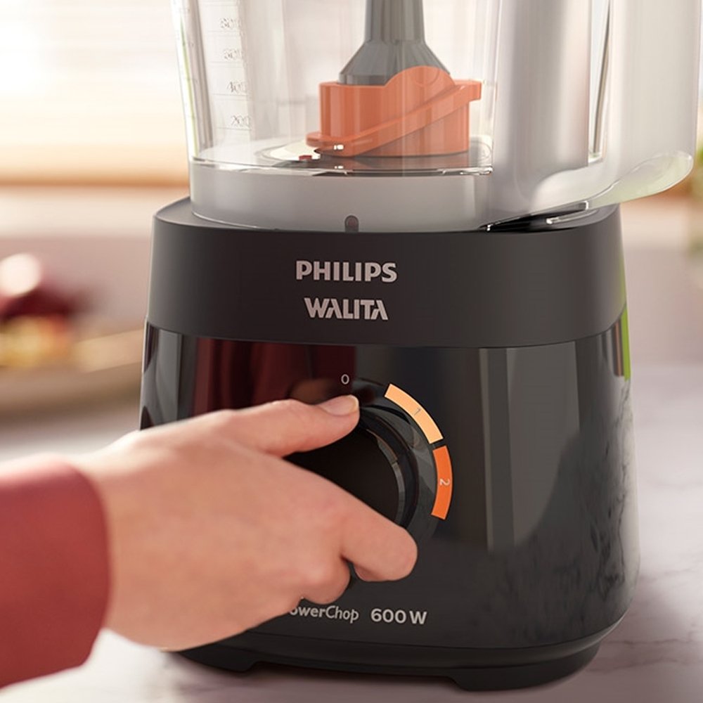 Processador de Alimentos Philips Walita RI7300 - 3 Acessórios, 2 Velocidades, 600W, Preto, 110V