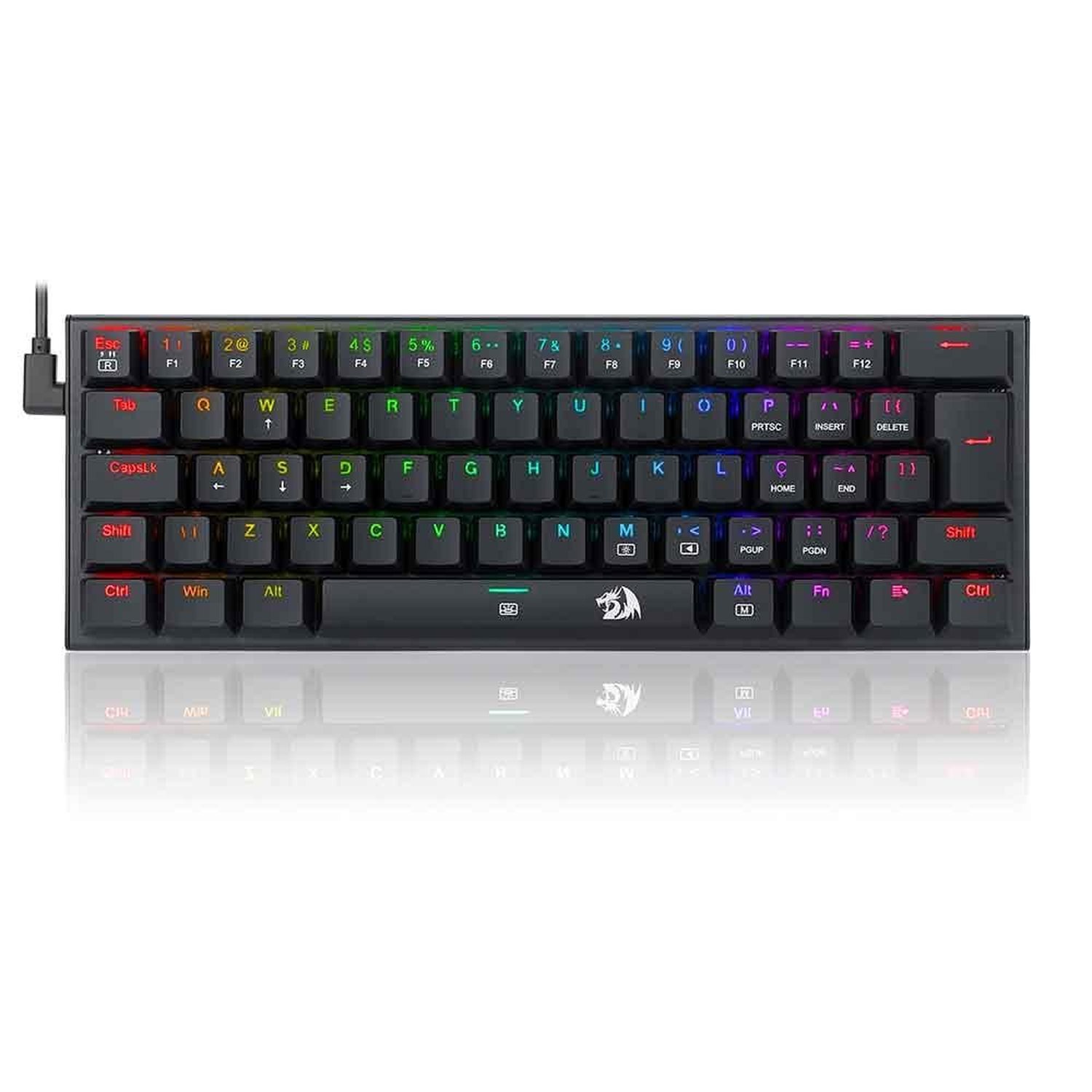 Teclado mecanico gamer redragon anivia preto rgb com switch marrom abnt-2 k614-rgb (pt-brown)