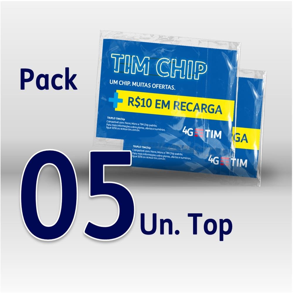 Chip TIM Pré-Pago - Pack 5 Chips Com Recarga