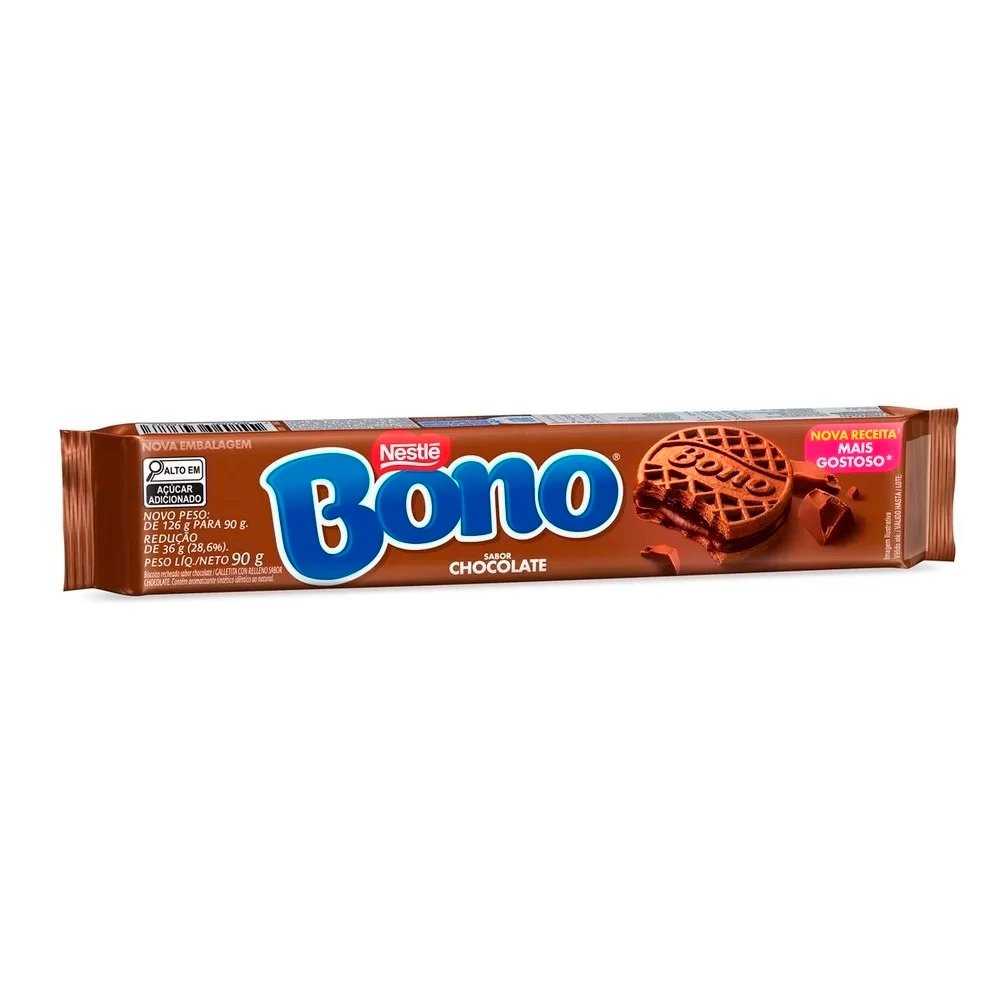 Biscoito Nestle Bono Recheado Chocolate 90G - Embalagem com 66 Unidade