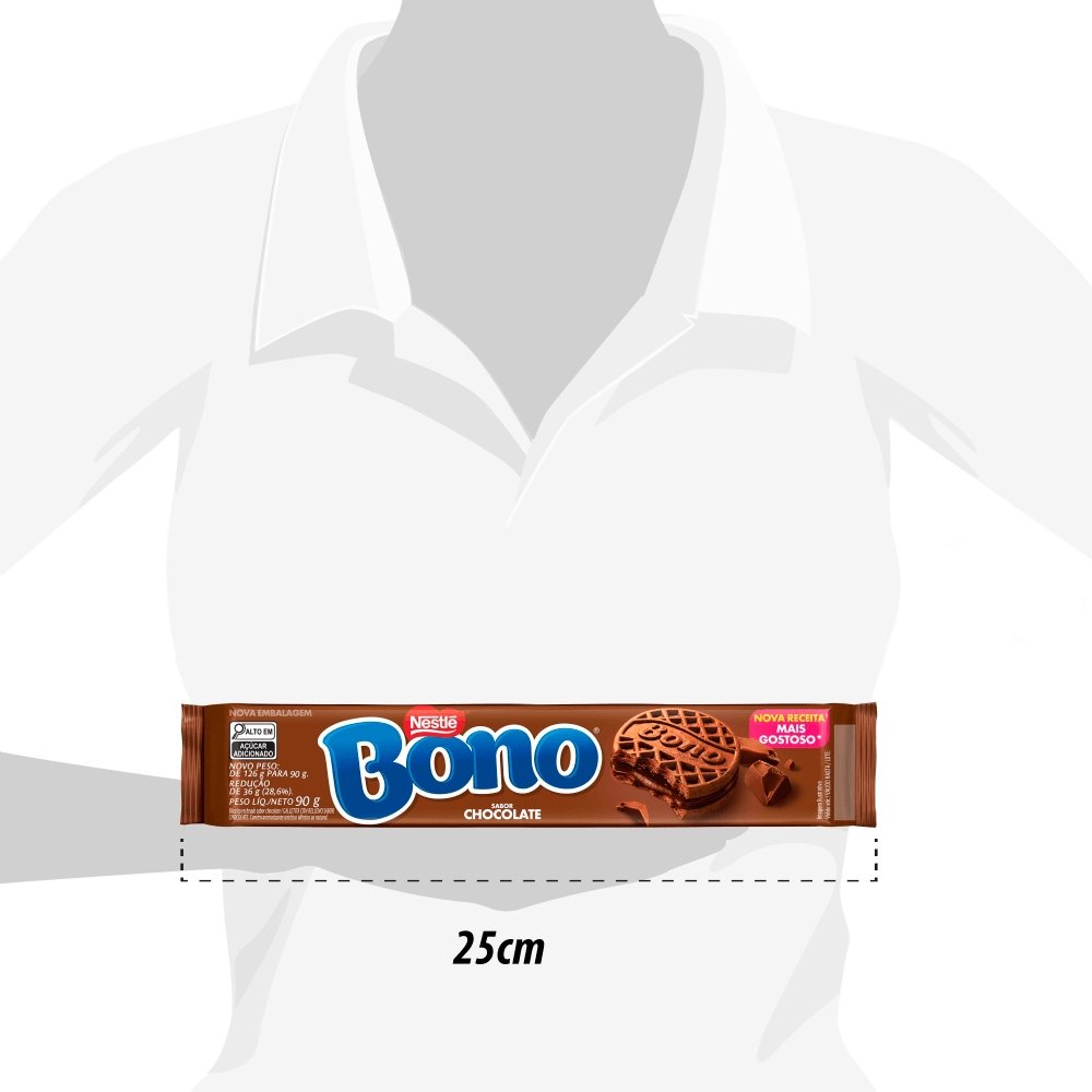 Biscoito Nestle Bono Recheado Chocolate 90G - Embalagem com 66 Unidade