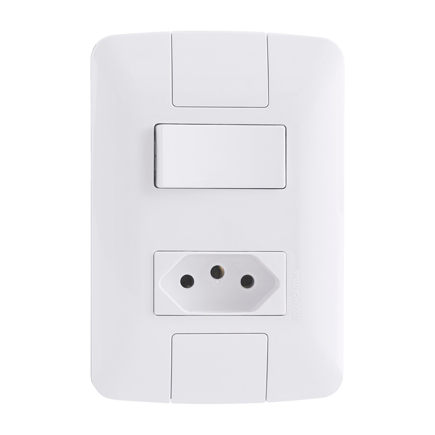 Interruptor Tramontina Aria 1 Tecla Simples - Tomada 2P+T 10A com Placa + Suporte Branco