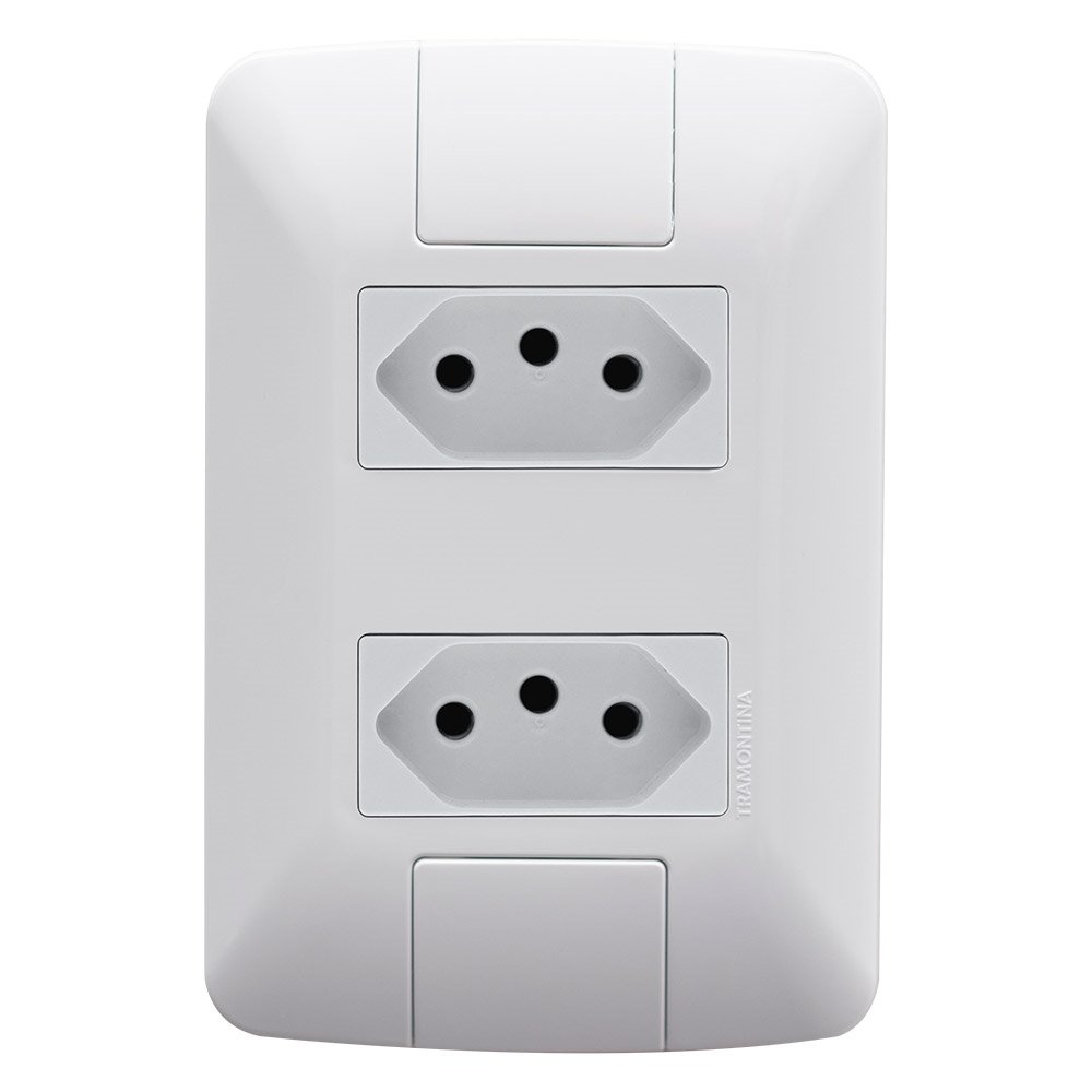 Tomada Aria Tramontina Dupla 2P+T 10A com Placa Branco