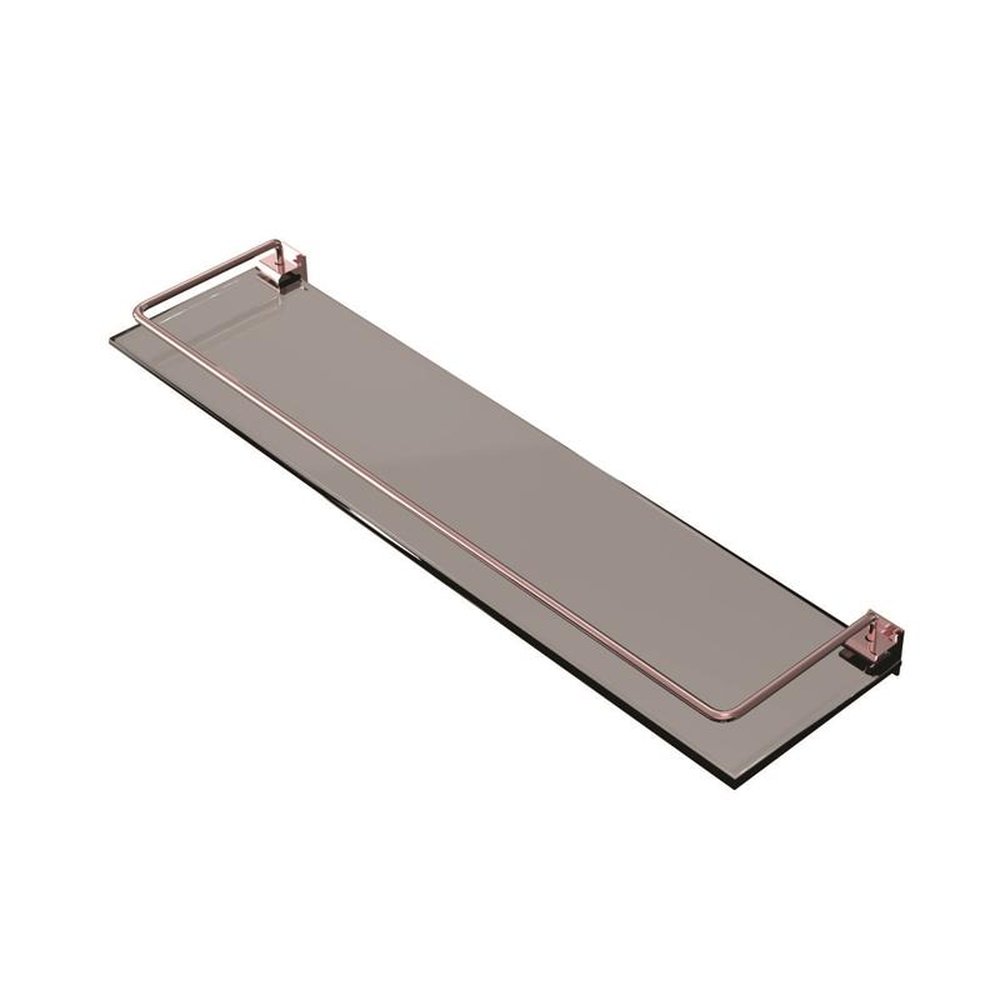 Kit Acessorios Para Banheiro Rose 5 Peças Reto Vidro Fumê Temperado 8mm