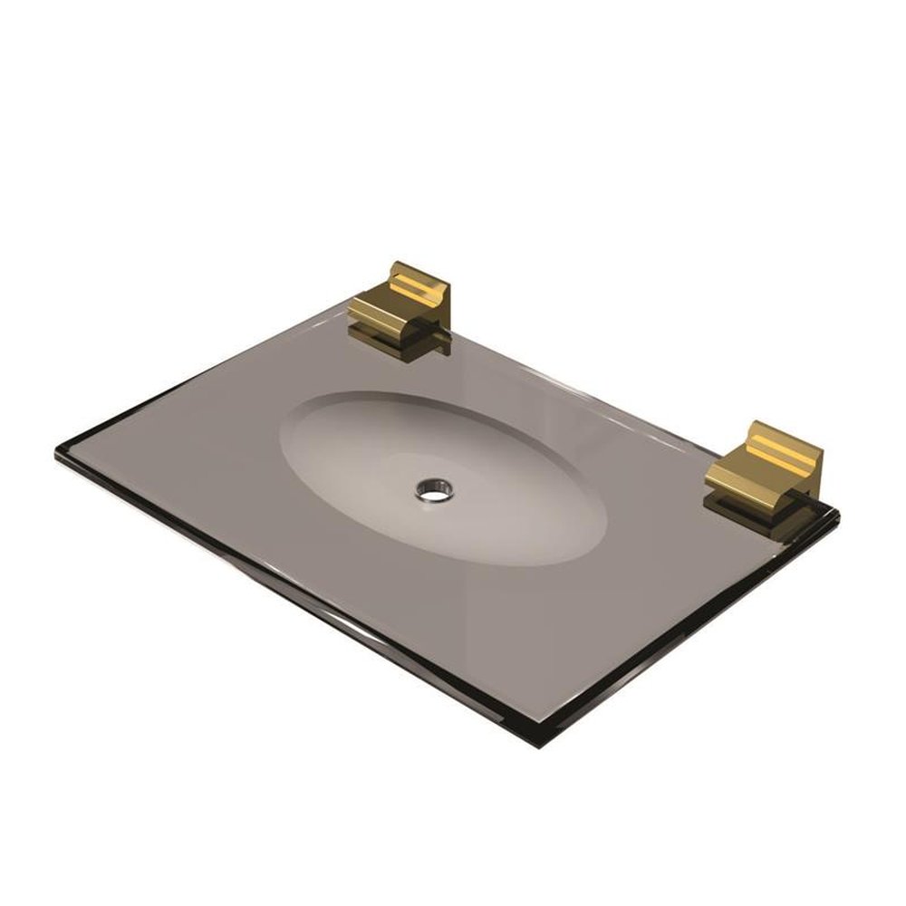 Kit Acessorios Para Banheiro Dourado 5 Pecas Reto Vidro Fumê Temperado 8mm
