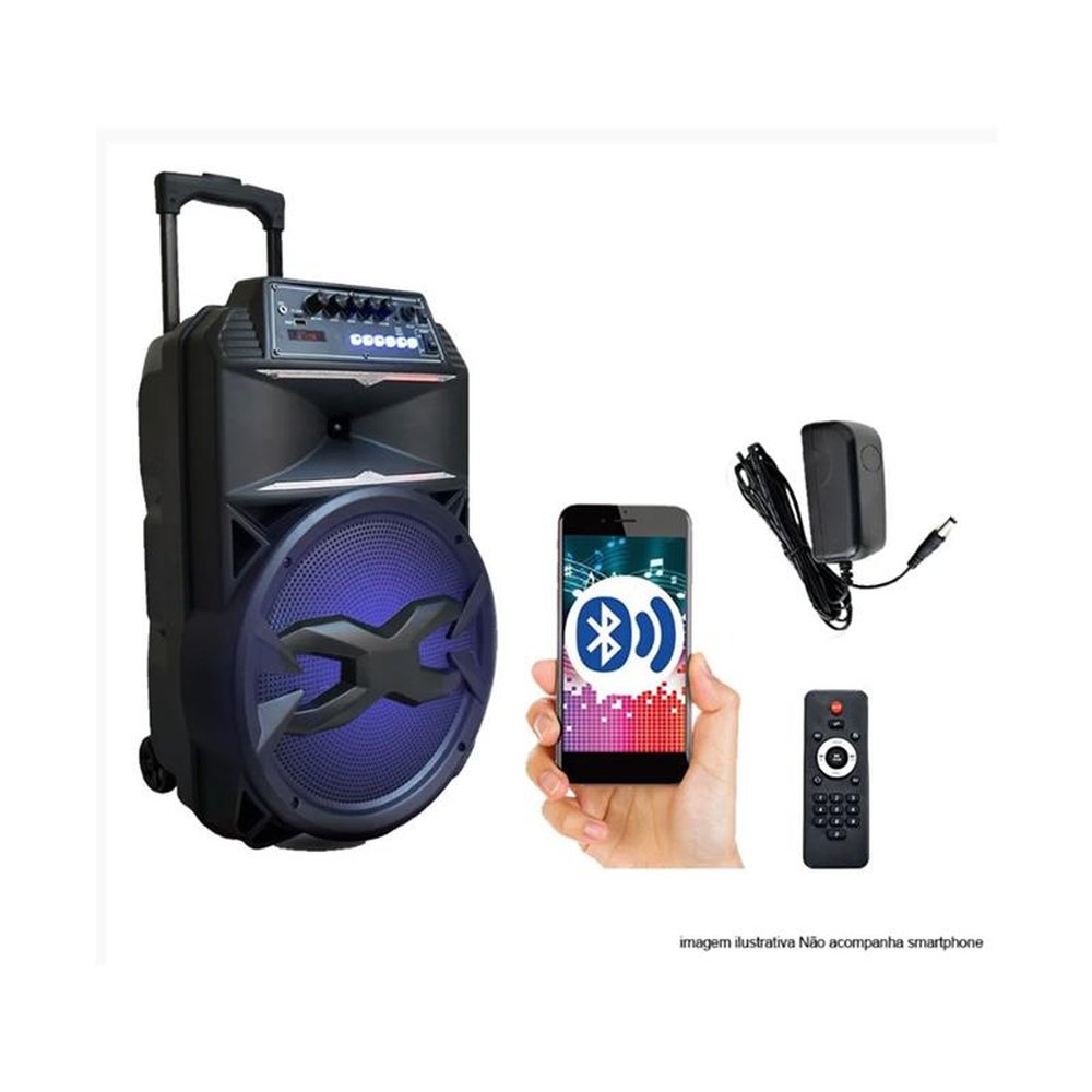 Caixa Amplificada 15 Polegadas 500 Watts Bluetooth / Usb / Micro-Sd / Fm / Rgb
