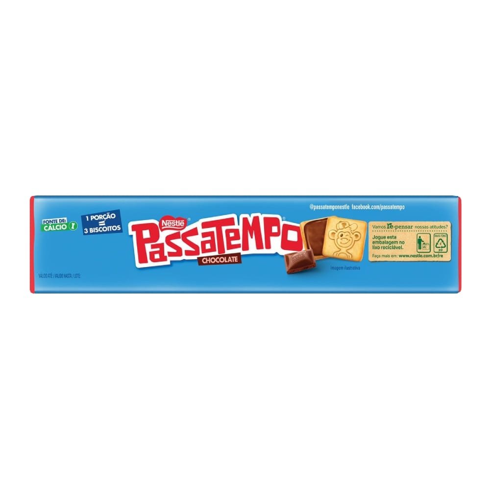 Biscoito Passatempo Nestlé Recheado de Chocolate 130g - Embalagem com 70 Unidades