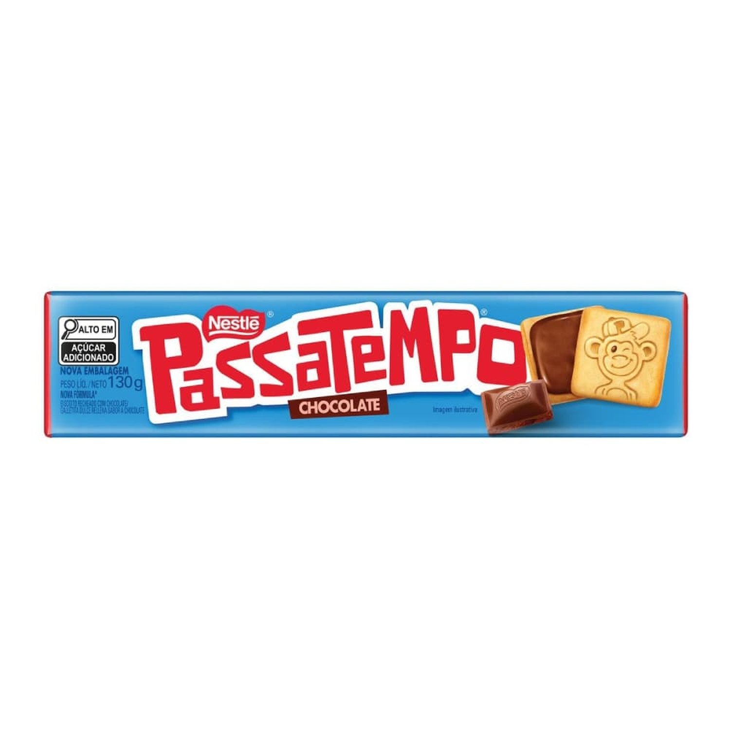 Biscoito Passatempo Nestlé Recheado de Chocolate 130g - Embalagem com 70 Unidades