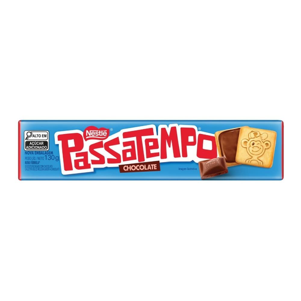 Biscoito Passatempo Nestlé Recheado de Chocolate 130g - Embalagem com 70 Unidades