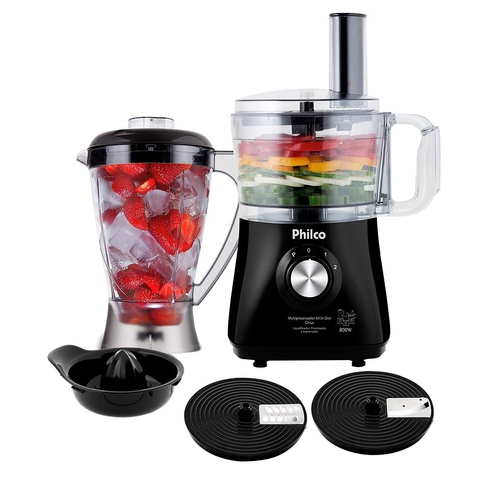Multiprocessador Philco All In One Citrus 5 em 1 - 2 Velocidades + Pulsar, Preto, 110V