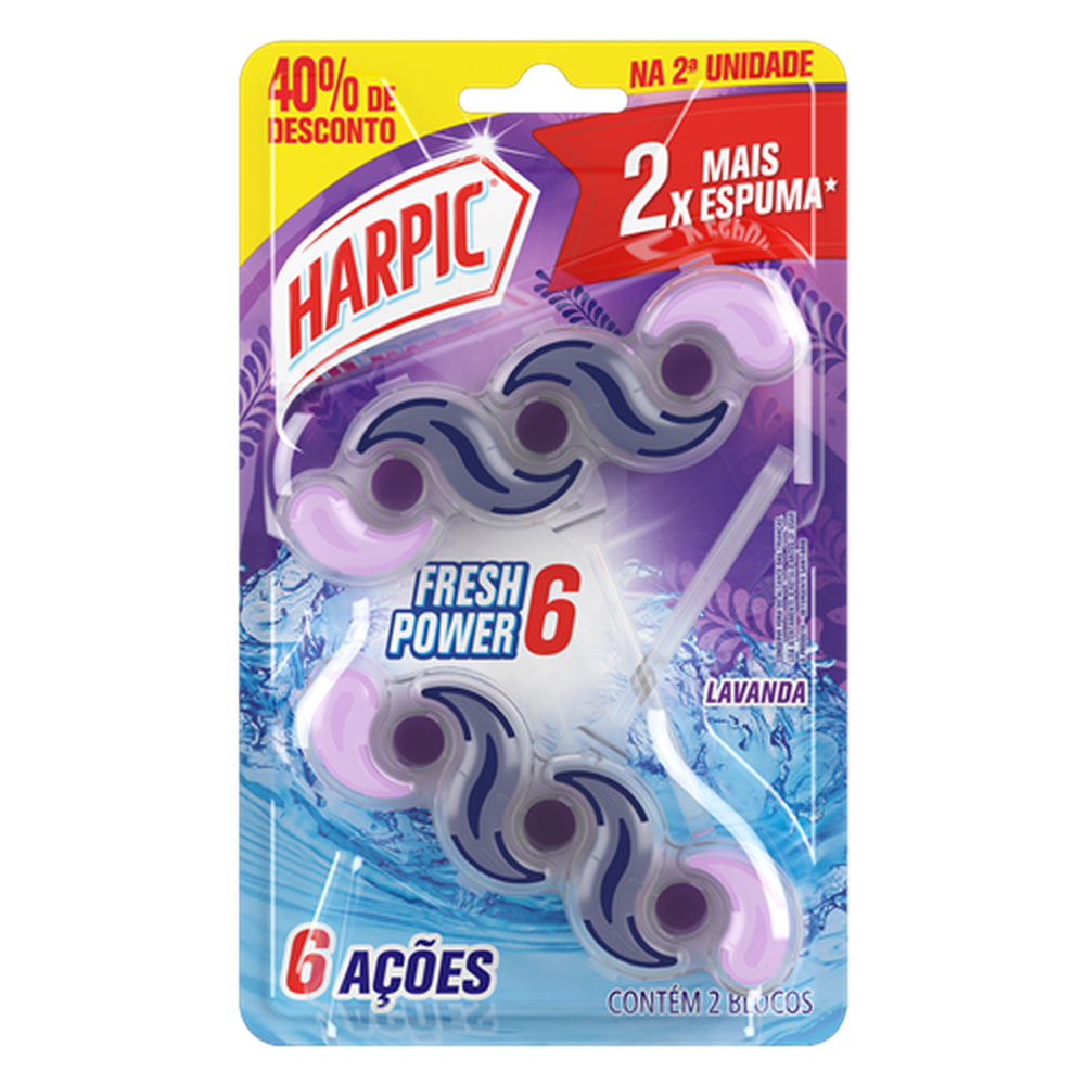 (P)Harpic Fresh Power 6 Lavanda C/2 Blocos 40% Off-Un/1