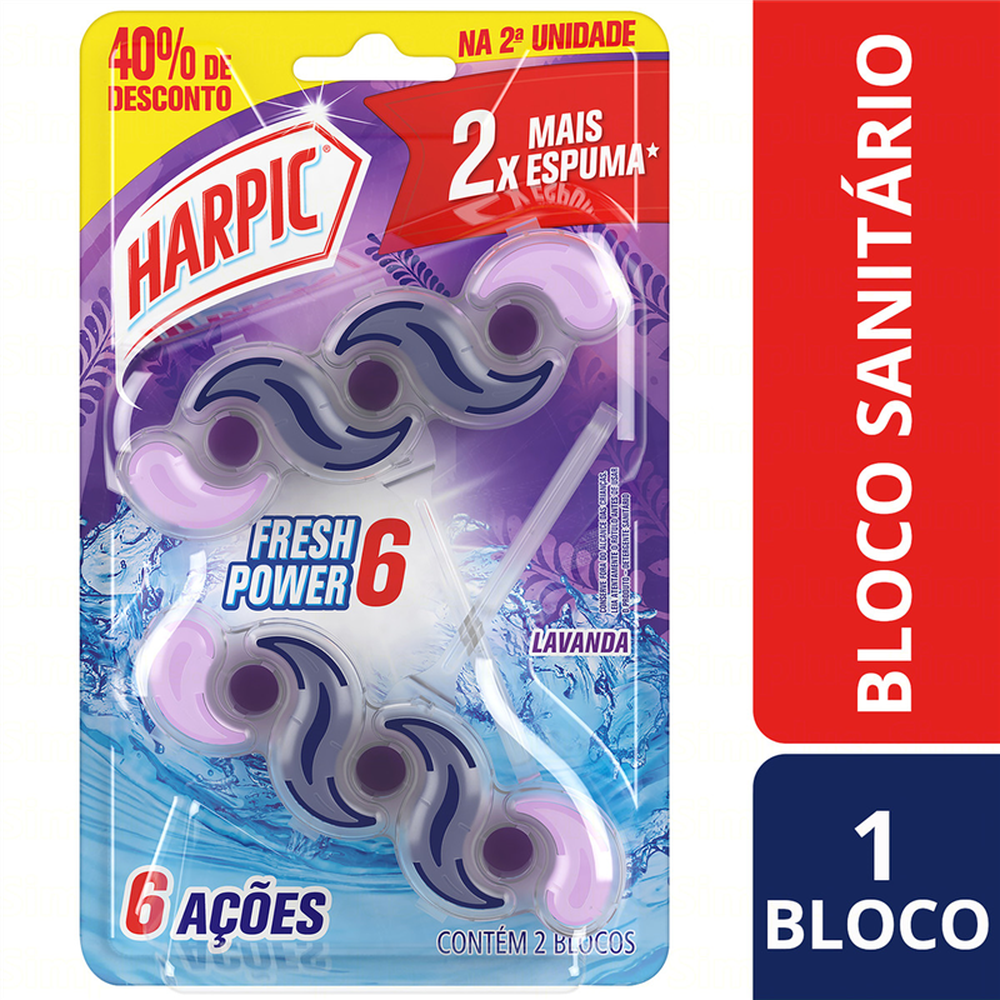 (P)Harpic Fresh Power 6 Lavanda C/2 Blocos 40% Off-Un/1