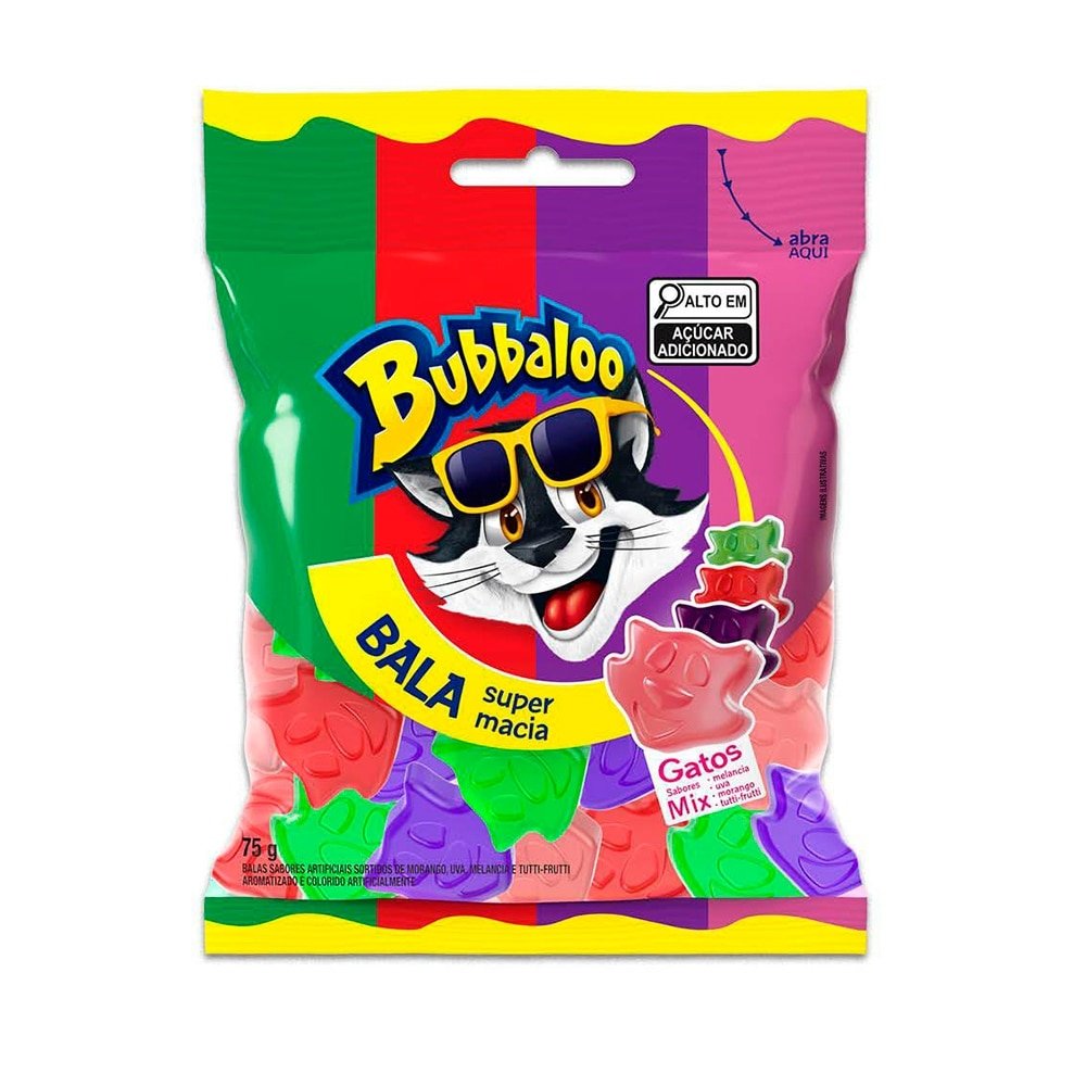 Bala Bubbaloo Mix 75g - Embalagem 14 Unidades