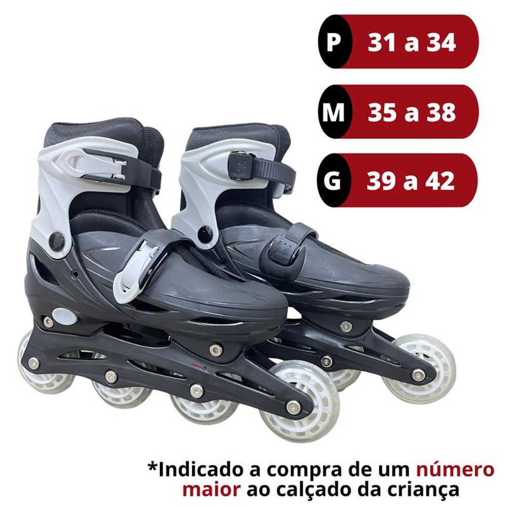 Patins 4 Rodas Inline Preta M