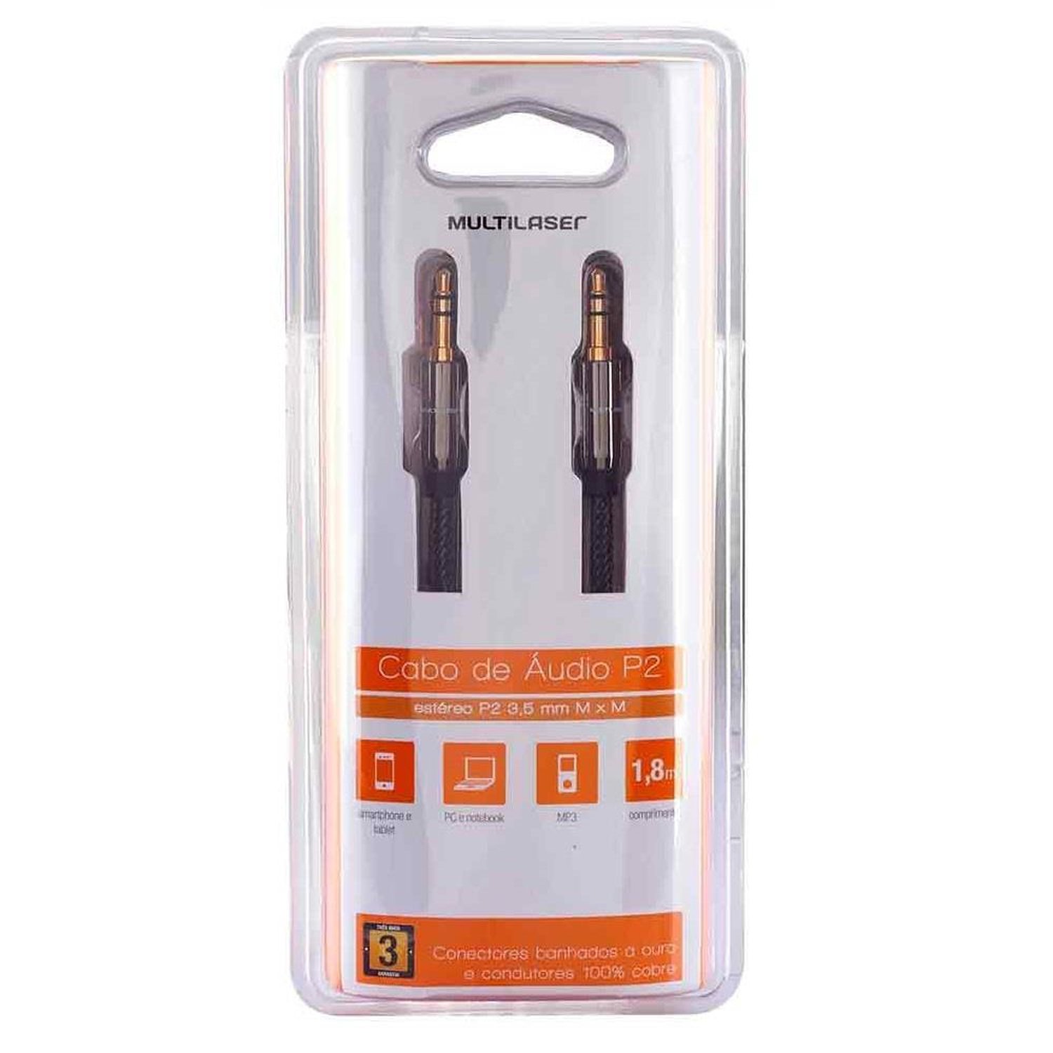 Cabo De Áudio Multilaser Estéreo P2 (3,5Mm) M Xm 1,8M - WI285