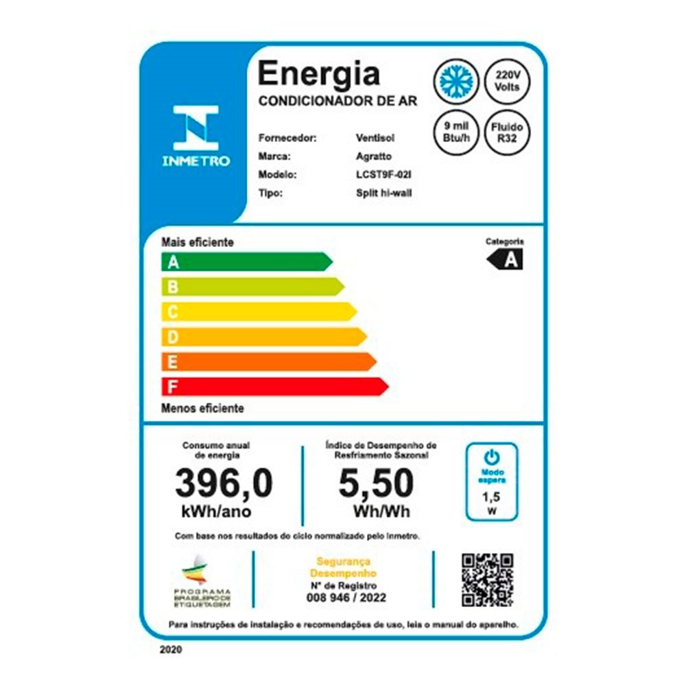 Ar Condicionado Split Agratto 9.000 Btus LCST9F LIV Inverter Interno Frio 220V