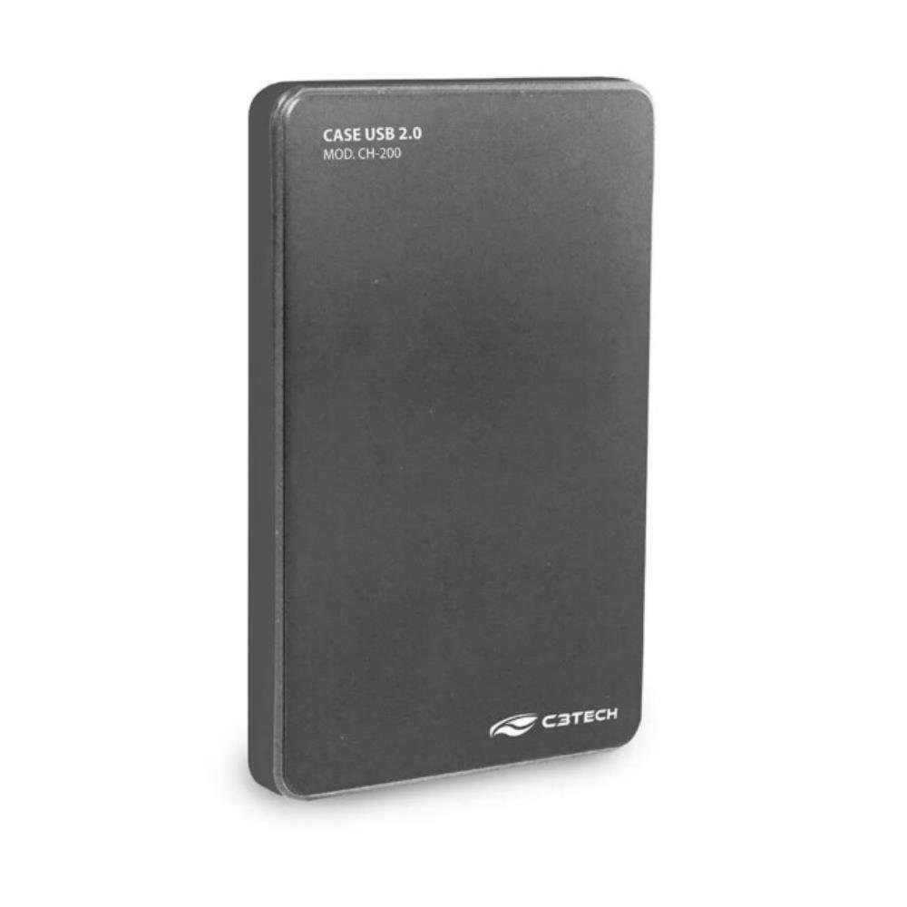 Case para HD Externo C3Tech, USB 2.0, Cinza - CH-200CB