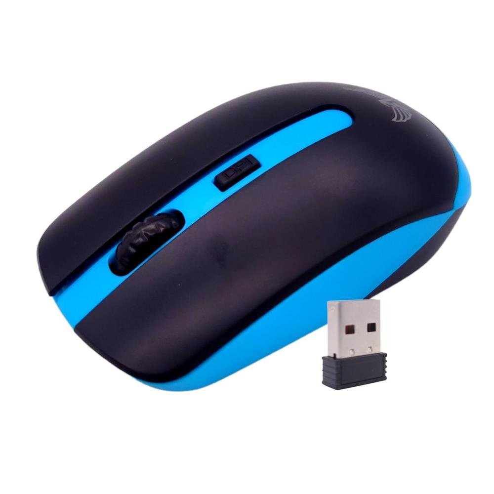 Mouse Sem Fio Wireless Altomex Com Adaptador Usb 1600Dpi 2.4Ghz Com Scroll 4 Botões A Pilha Azul