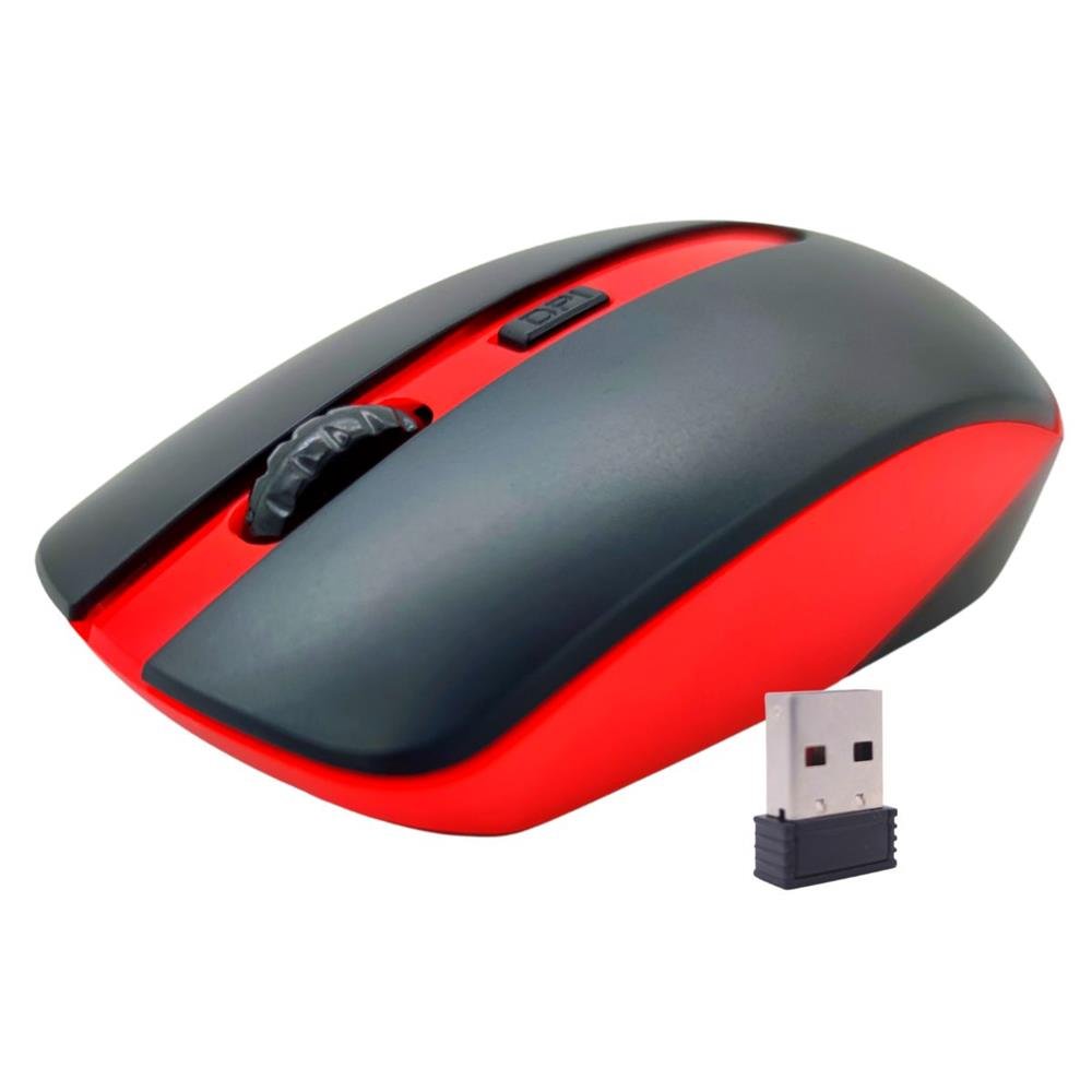 Mouse Sem Fio Wireless Altomex Com Adaptador Usb 1600Dpi 2.4Ghz Com Scroll 4 Botões A Pilha Vermelho