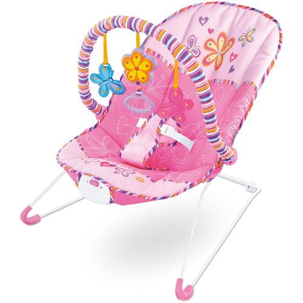 Cadeira Descanso Bebê Vibratória, Acolchoada e com som Rosa