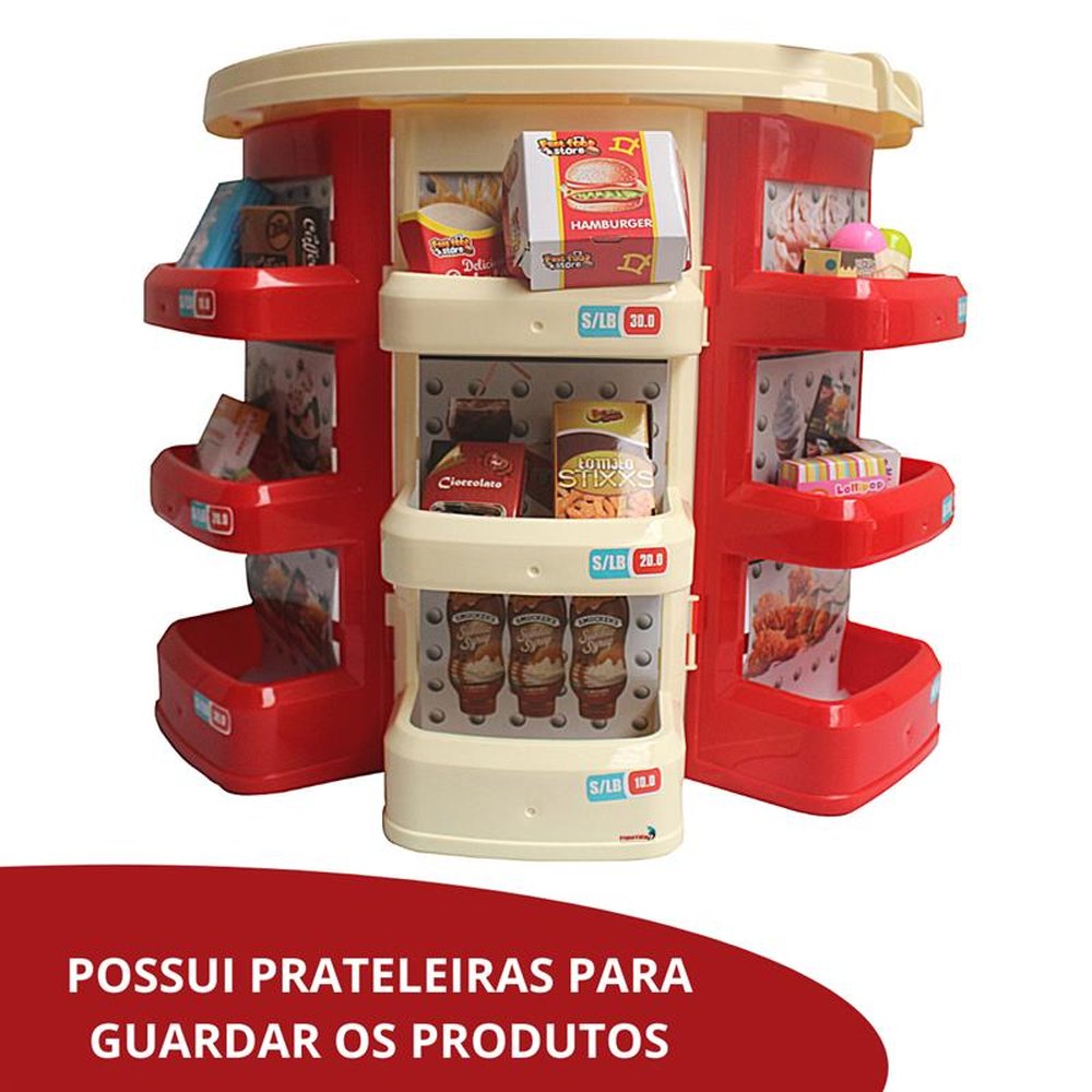 Supermercado Infantil com Carrinho de Compras Rosa