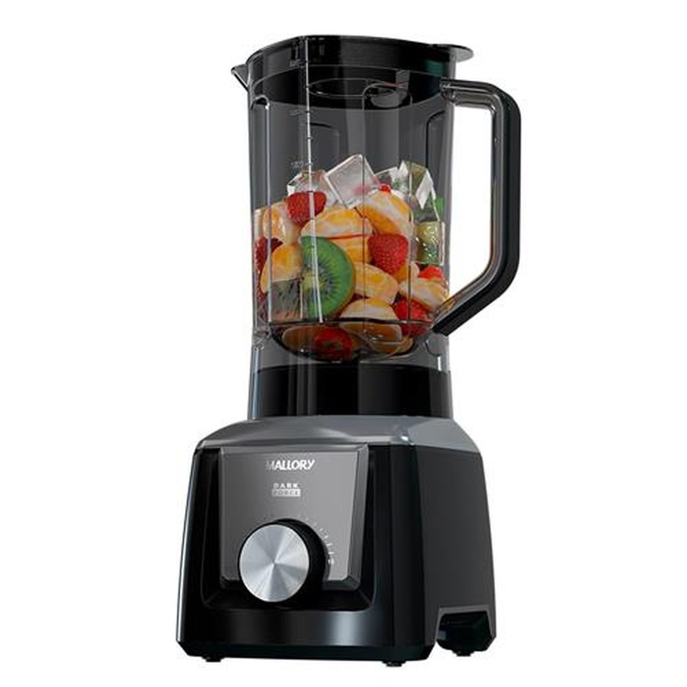 Liquidificador Mallory Dark Force | Copo Plástico, 15 velocidades, 1500W, Preto, 220V