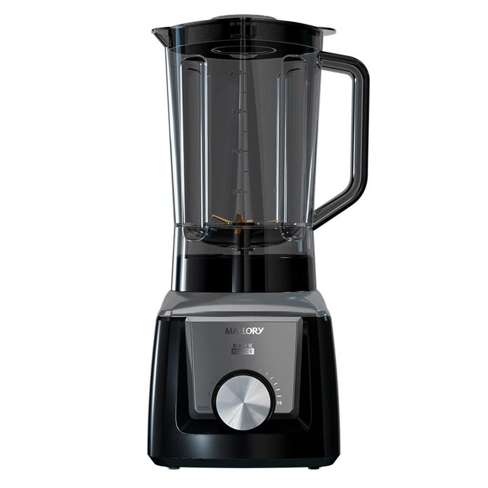 Liquidificador Mallory Dark Force | Copo Plástico, 15 velocidades, 1500W, Preto, 220V