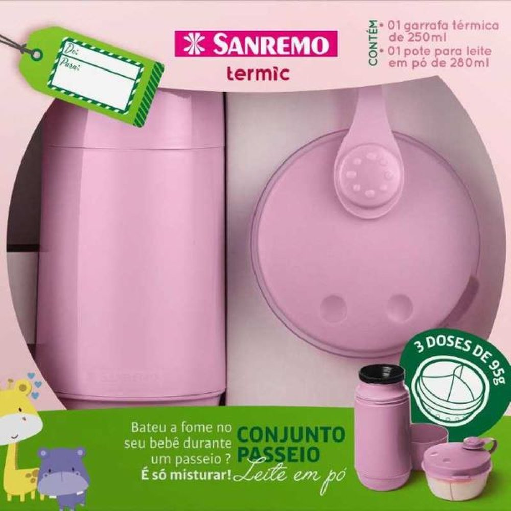 Conjunto Garrafa 250Ml + Pote Leite Em Po