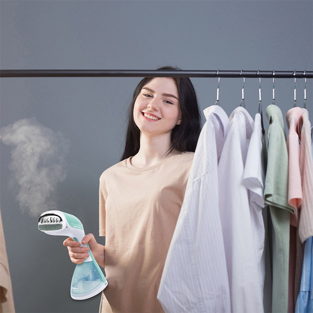 Passadeira à Vapor Philco PVP10VD Portátil, 220ml, Branco/Verde, Bivolt