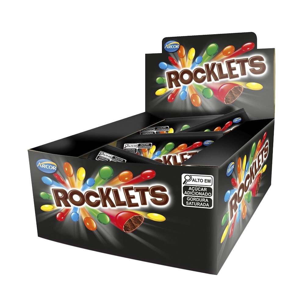 Confeito Arcor Rocklets 40g - Embalagem com 12 Unidades