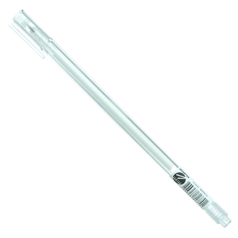 Caneta Gel Hashi Newpen Ponta Agulha Cor Branca - Escreve em Papel Preto