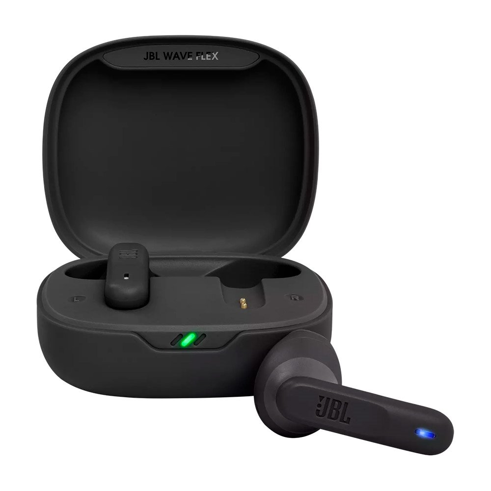 Fone de Ouvido JBL Bluetooth 5.2 Wave Flex, IPX2, 32h de Bateria, Preto