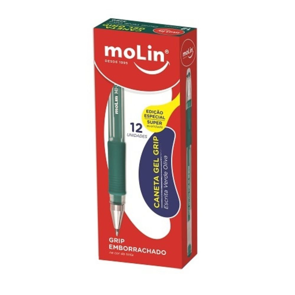 Caneta Gel 0.7mm Grip Verde Oliva Molin