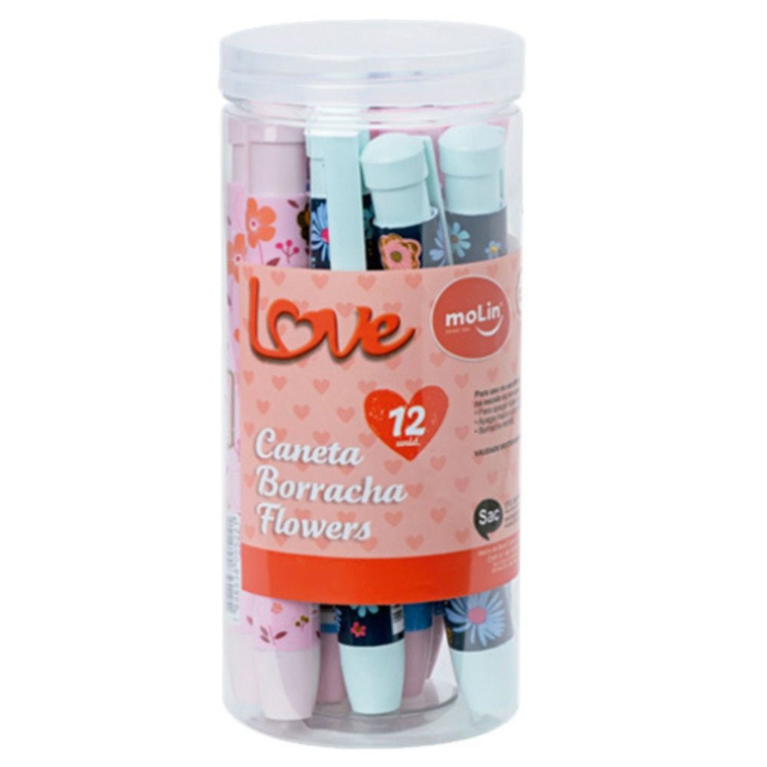 Caneta Borracha Love Flowers Molin
