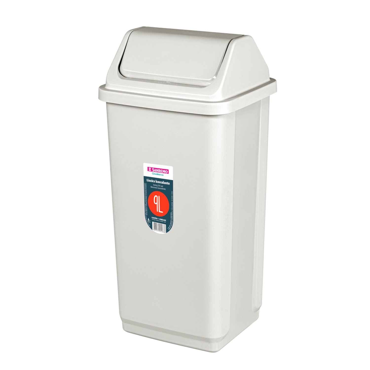 Lixeira Basculante Plastico Sanremo 9L Branca