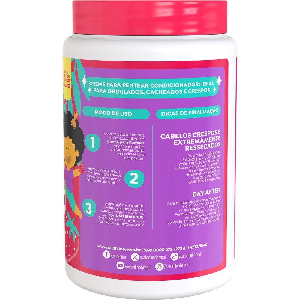Creme para Pentear Salon Line Kids Cachinhos sem Nós Morango 1Kg
