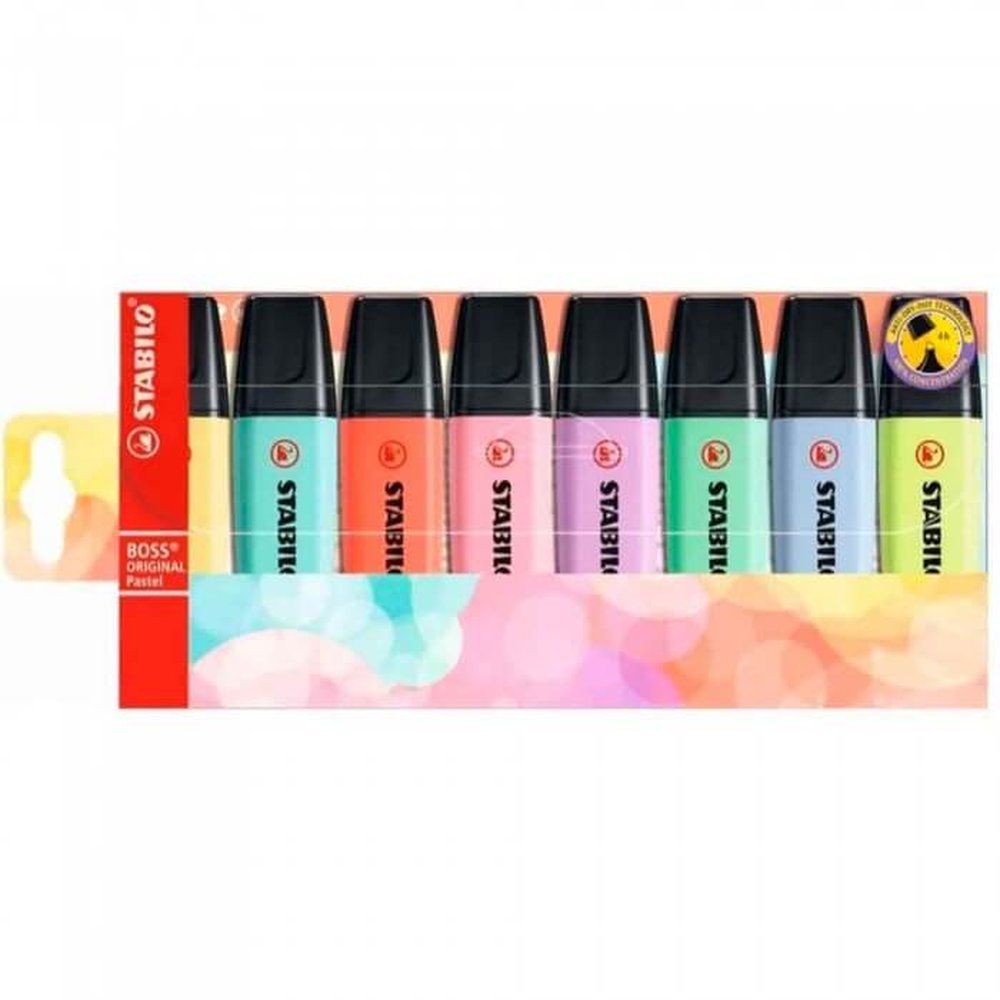 Marca Texto Stabilo Boss Estojo com 8 Cores Pastel