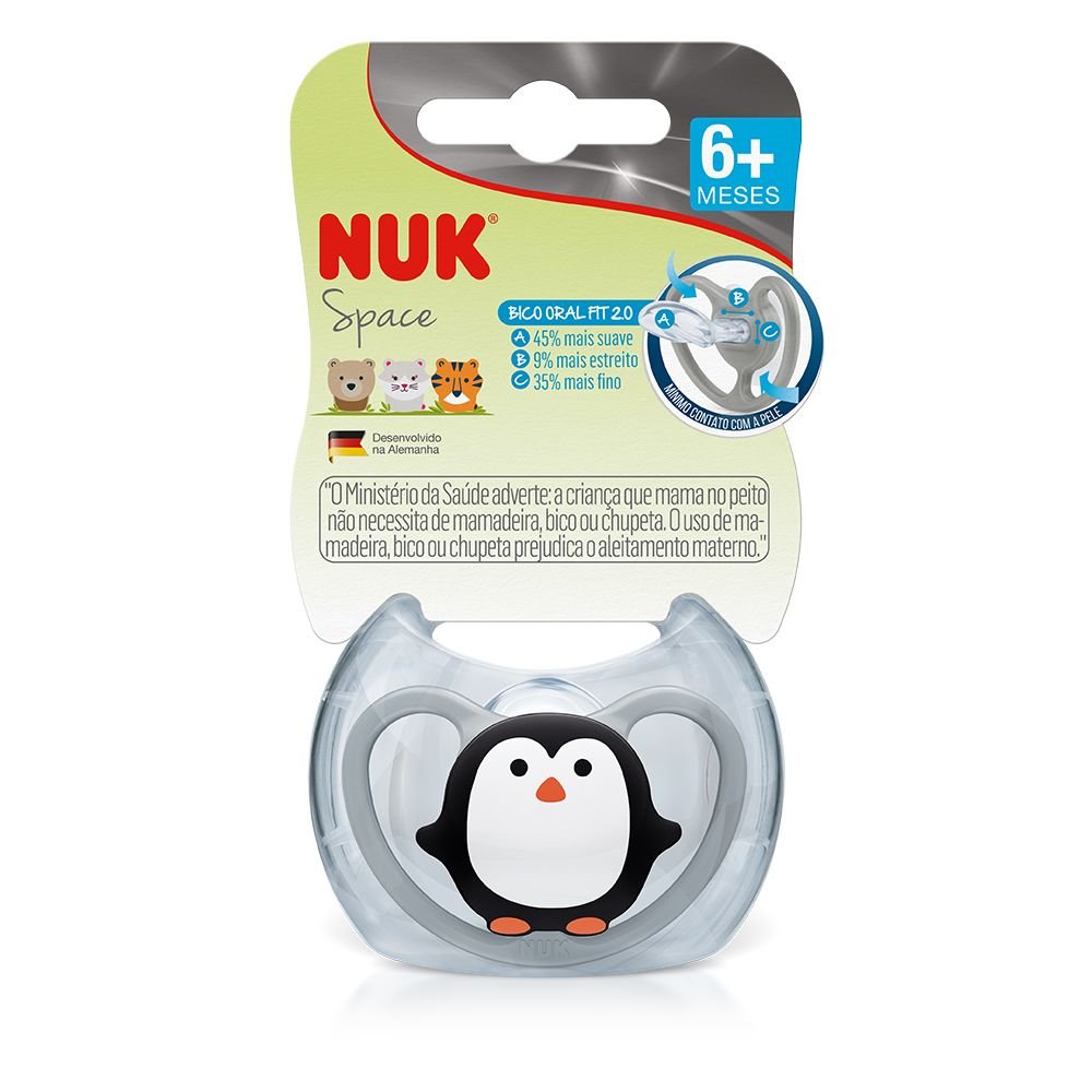 Chupeta Nuk Silicone Space Boy Tamanho 2 6+ Messes - Pinguim