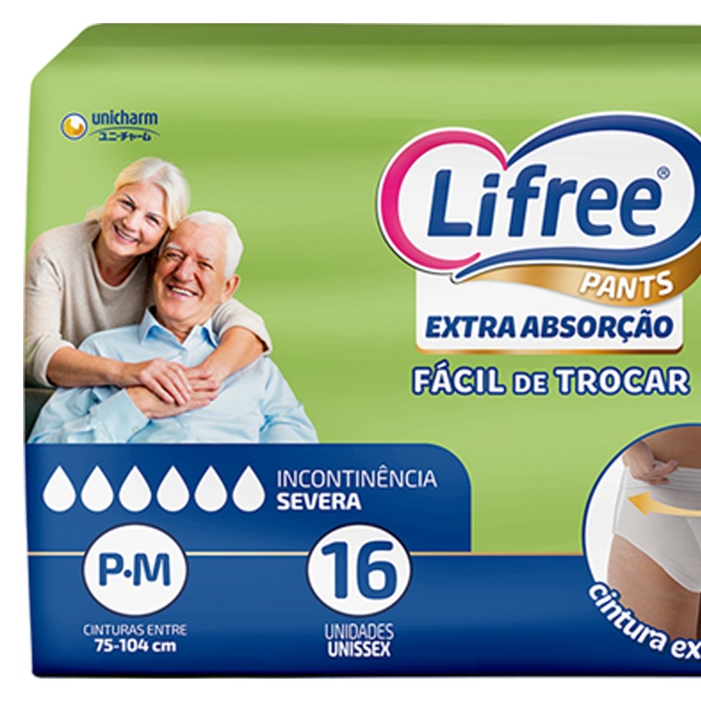 Roupa Íntima Lifree Extra Absorção Tamanho P/M - 4 Pacotes com 16 Fraldas - Total 64 Tiras