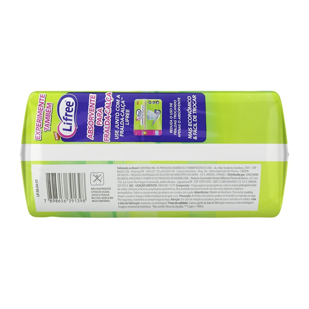 Roupa Íntima Lifree Super Conforto G/GX - 4 Pacotes com 16 Fraldas - Total 64 Tiras